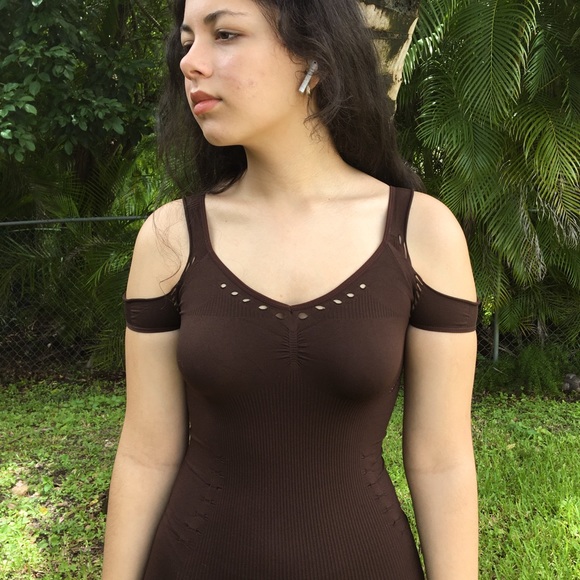 Beyond SEXY BODYCON Brown Mini Dress NWT - Picture 2 of 4